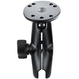 RAM 1" Ball Standard Length Double Socket Arm with 2.5" Round Base that contains the AMPs Hole Pattern - Gizmobusters