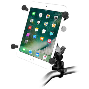 RAM Handlebar Rail Mount with Zinc Coated U-Bolt Base and Universal X-Grip™II Holder for Small Tablets - Gizmobusters