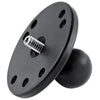 RAM 2.5" Round Base (AMPs Hole Pattern), 1" Ball & 1/4"-20 Threaded Male Post for Cameras - Gizmobusters