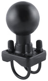 RAM Double U-Bolt Base with D Size 2.25" Ball for Rails from 0.75" to 1.25" in Diameter - Gizmobusters